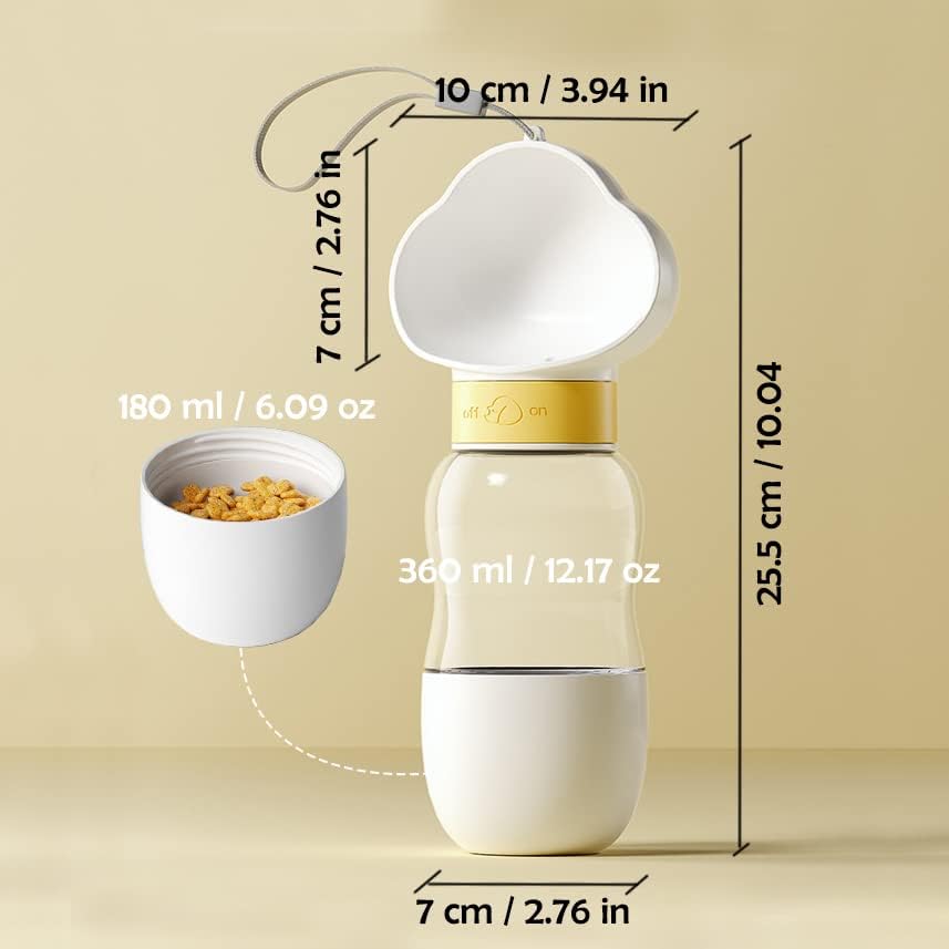 Pet travel water food feeder white