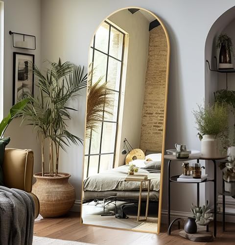 Semi Ellipse 165 cm Aluminum Frame Wall Mirrors Floor Mirror - Gold