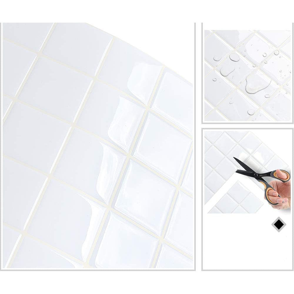5 Pcs Self-Adhesive 3D Tiles - Mosaic White