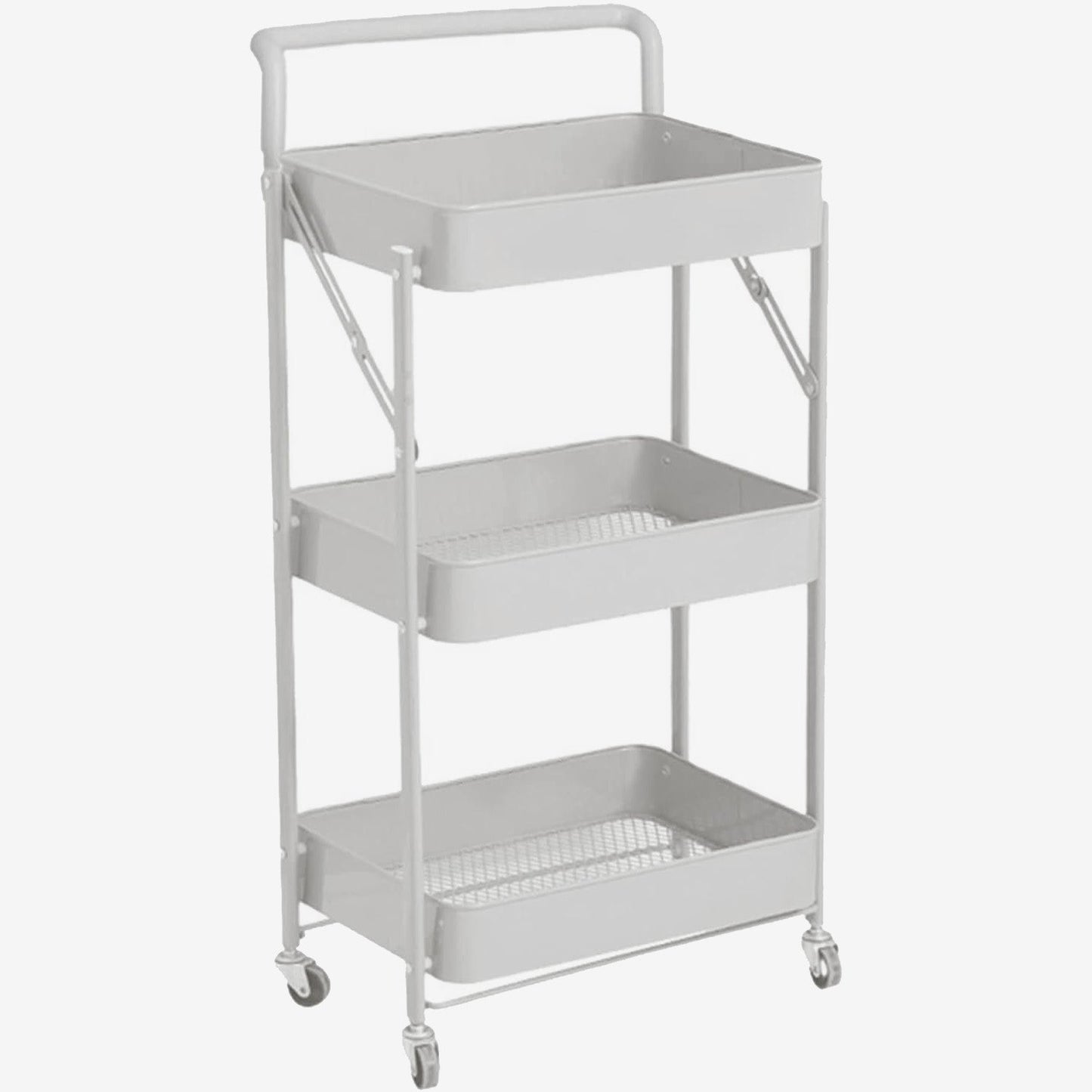 Kitchen Bathroom Storage Trolley Cart Foldable White