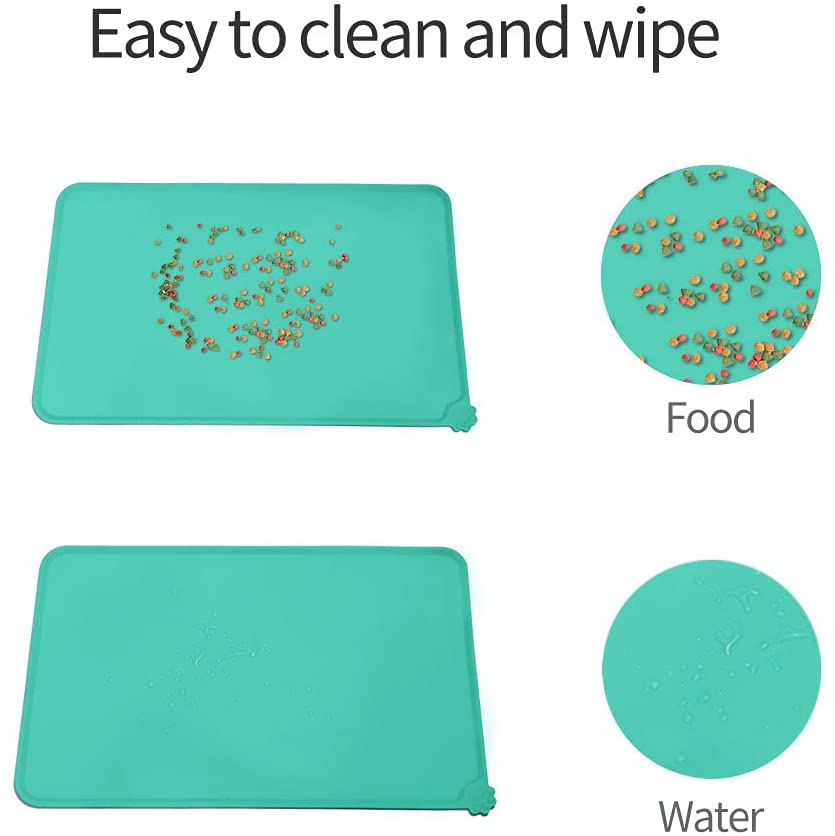 Silicone Non-Stick Dog Cat Bowl Mat Mint