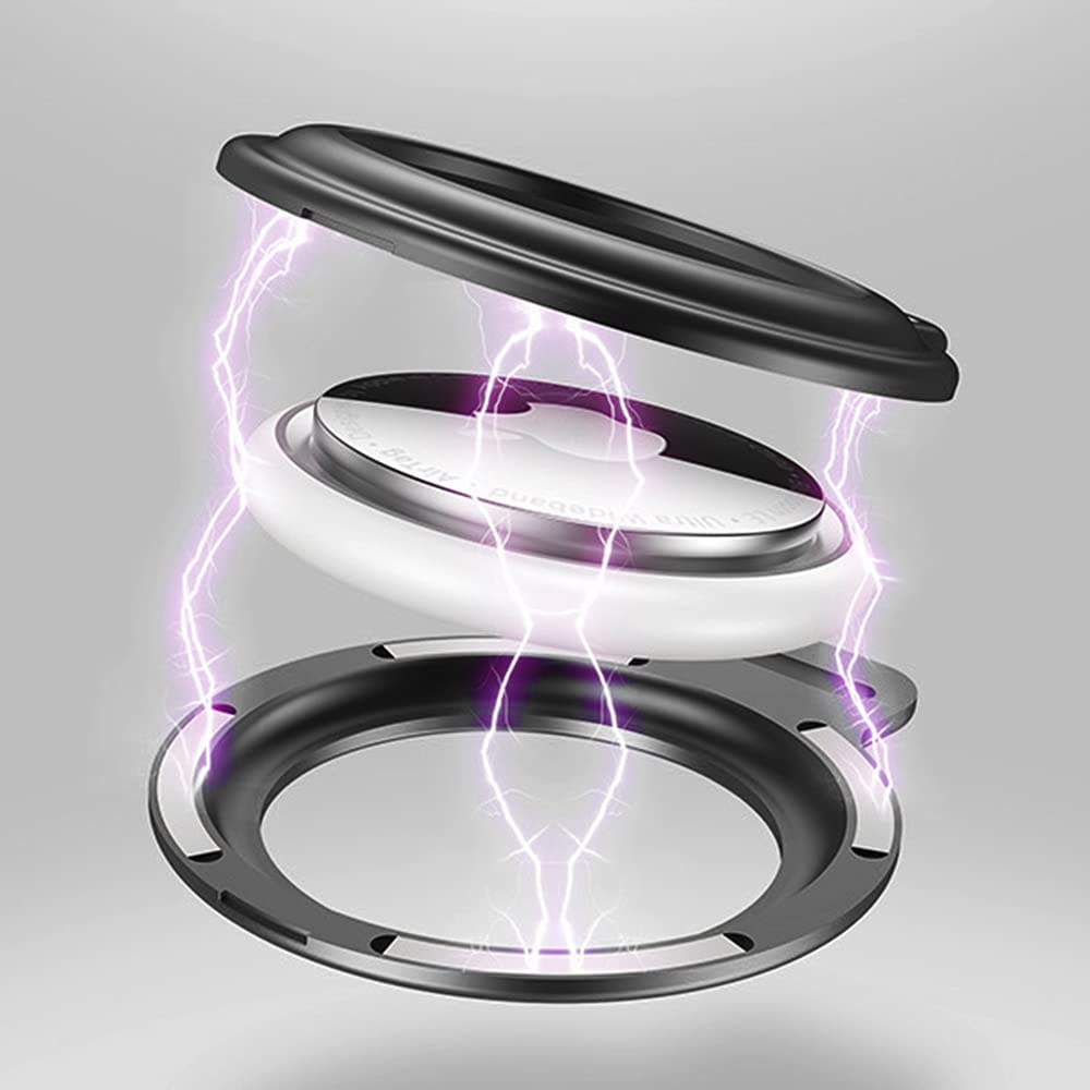 AirTag Case with Carabiner, Secure Holder Protective Cover for Air Tag with Sturdiness Aluminum Alloy Case - Black