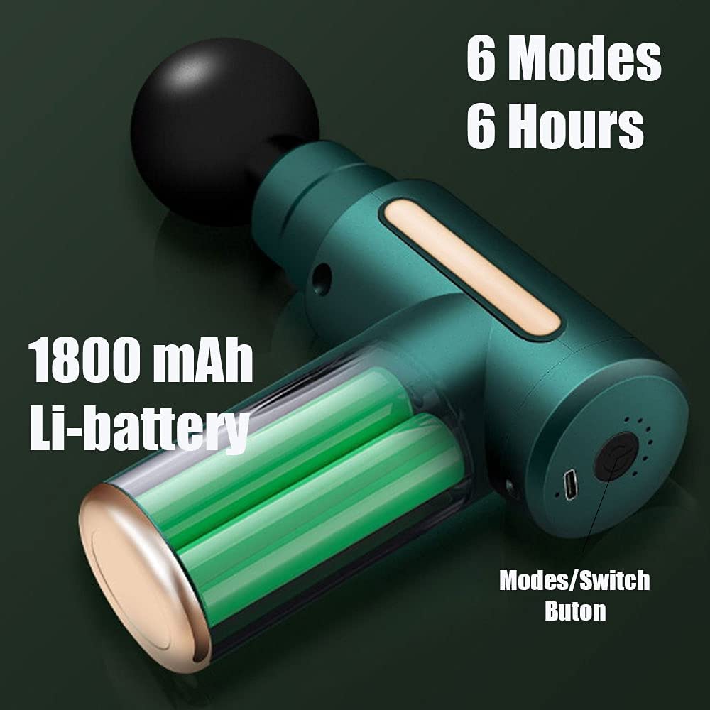 Percussion Muscle Massage Gun Handheld Deep Tissue Massager Gun Green