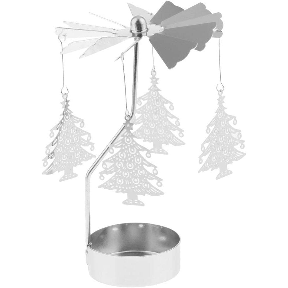 Rotating Candle Holder Metal Silver Tealight Candle Holder - Xmas' tree