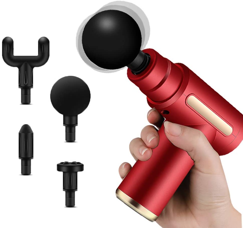 Percussion Muscle Massage Gun Handheld Deep Tissue Massager Gun Red