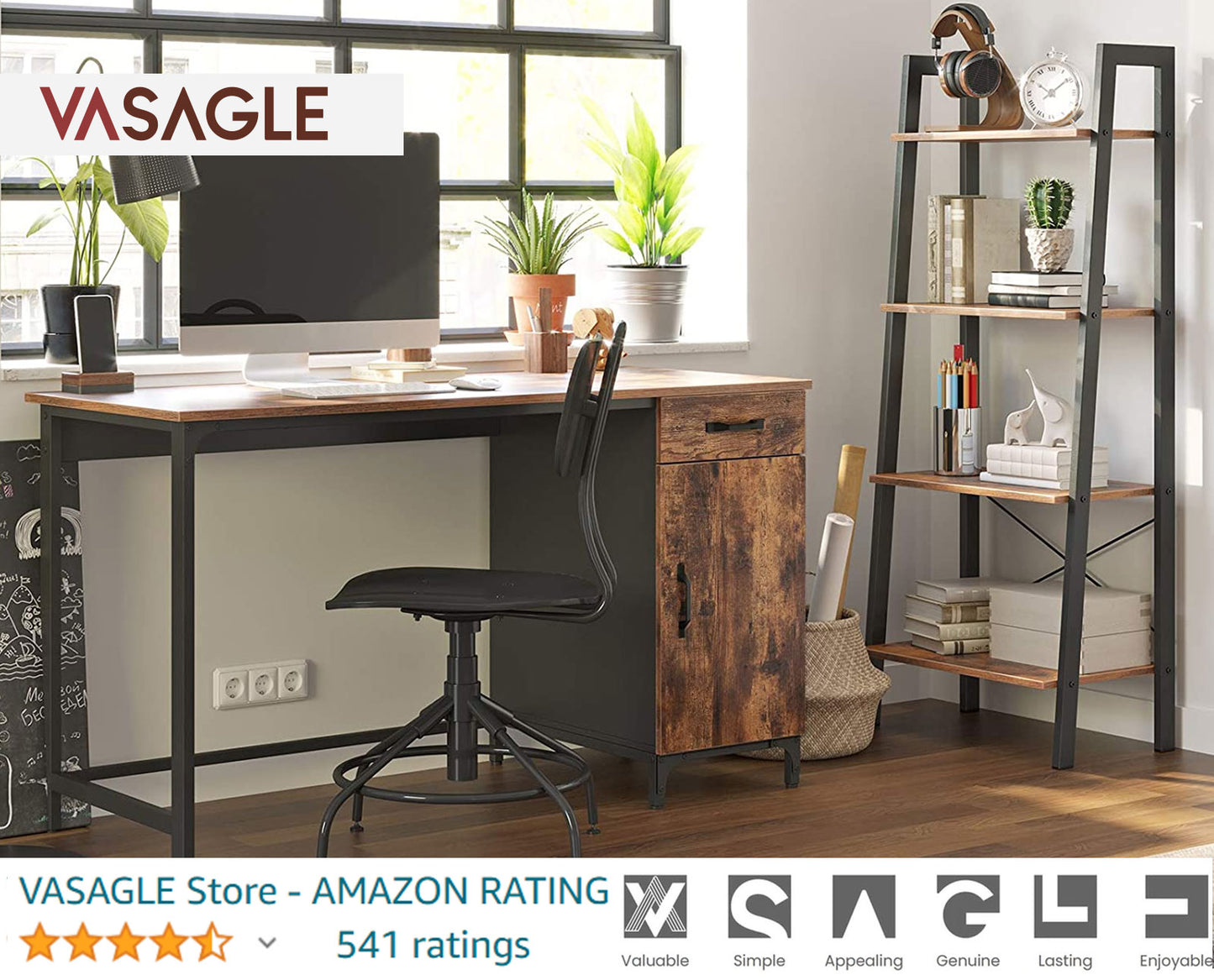 **CLEARANCE** VASAGLE Computer Desk with Drawer and Cabinet for Home Office