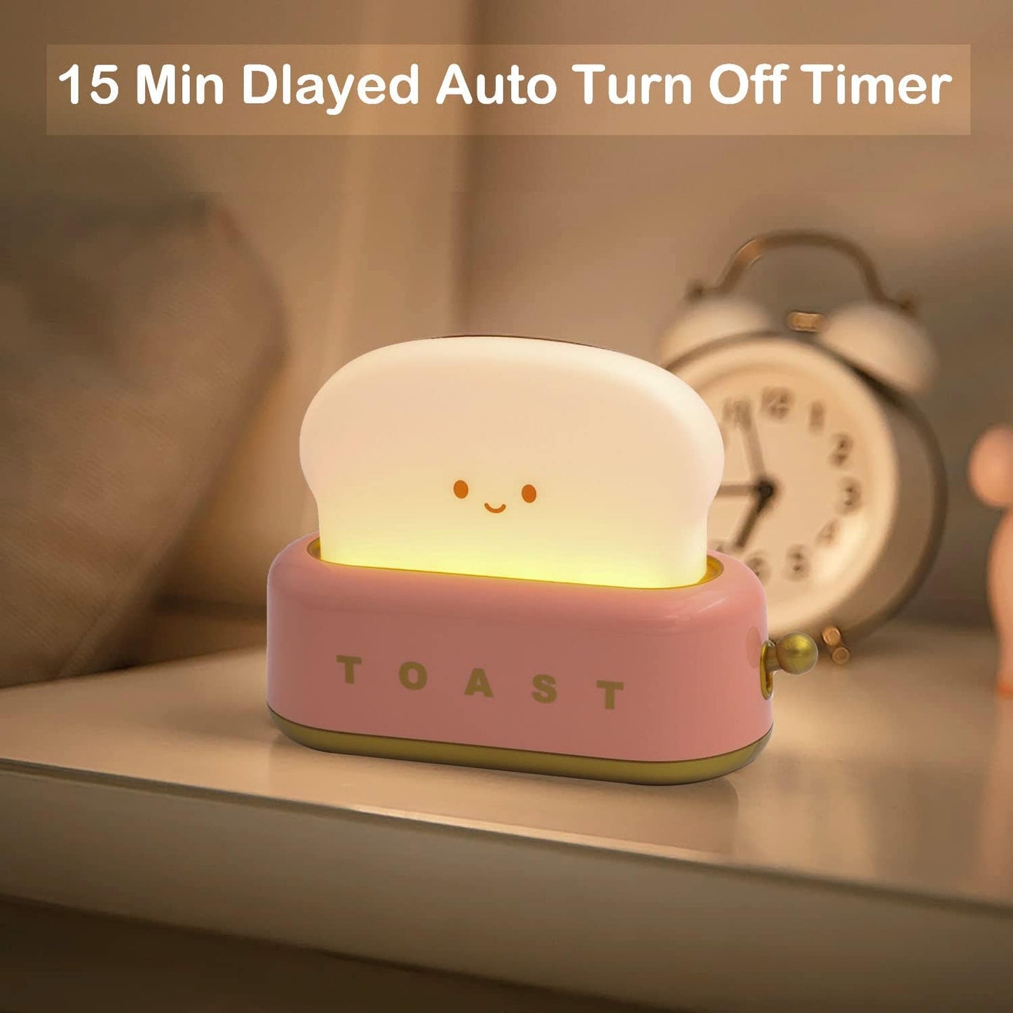 Night Light Toast Bread LED Night Lamp USB Charging Light Bedroom Bedside Sleep Light