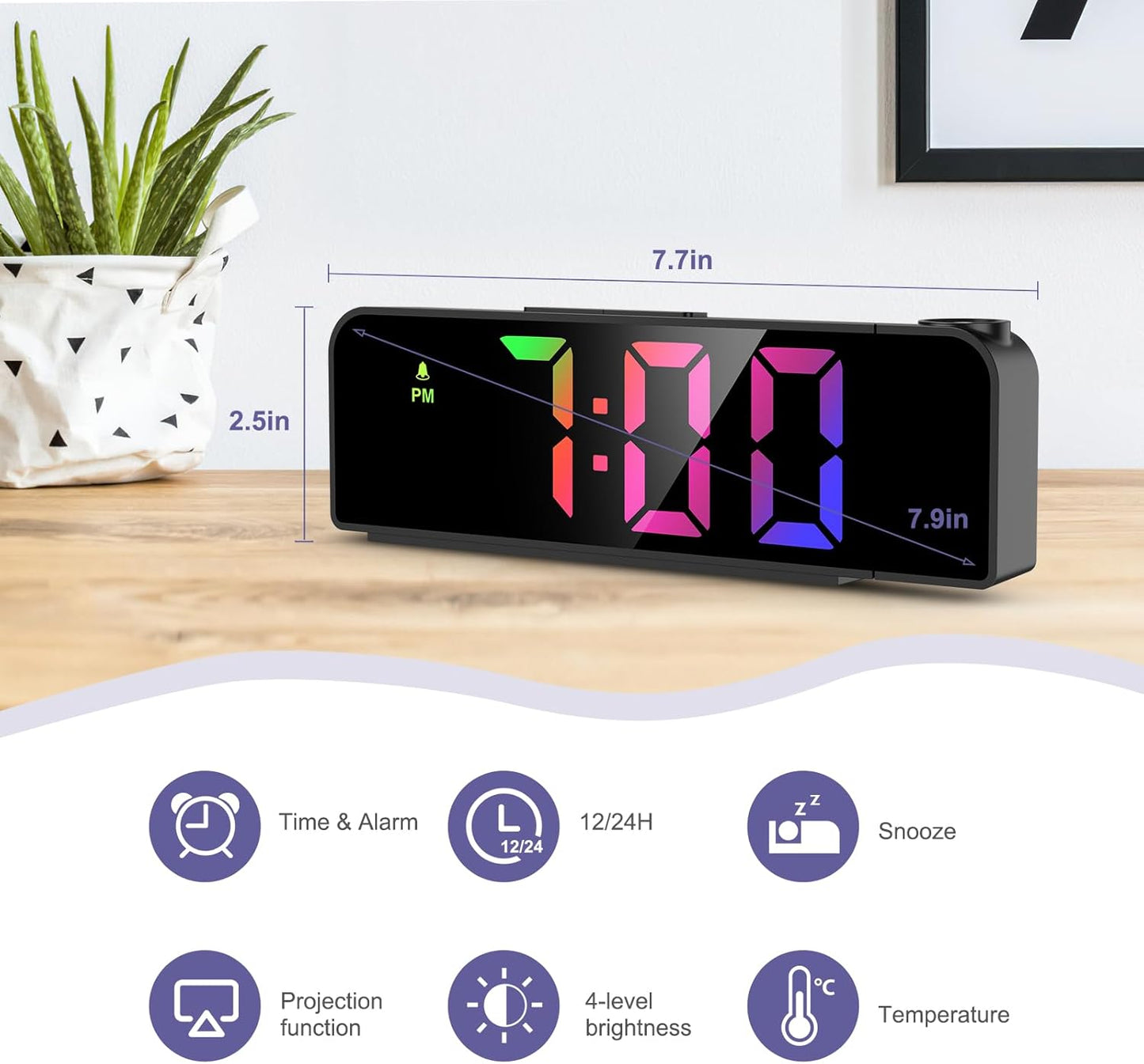 Projection Alarm Clock LED Display Table Clock