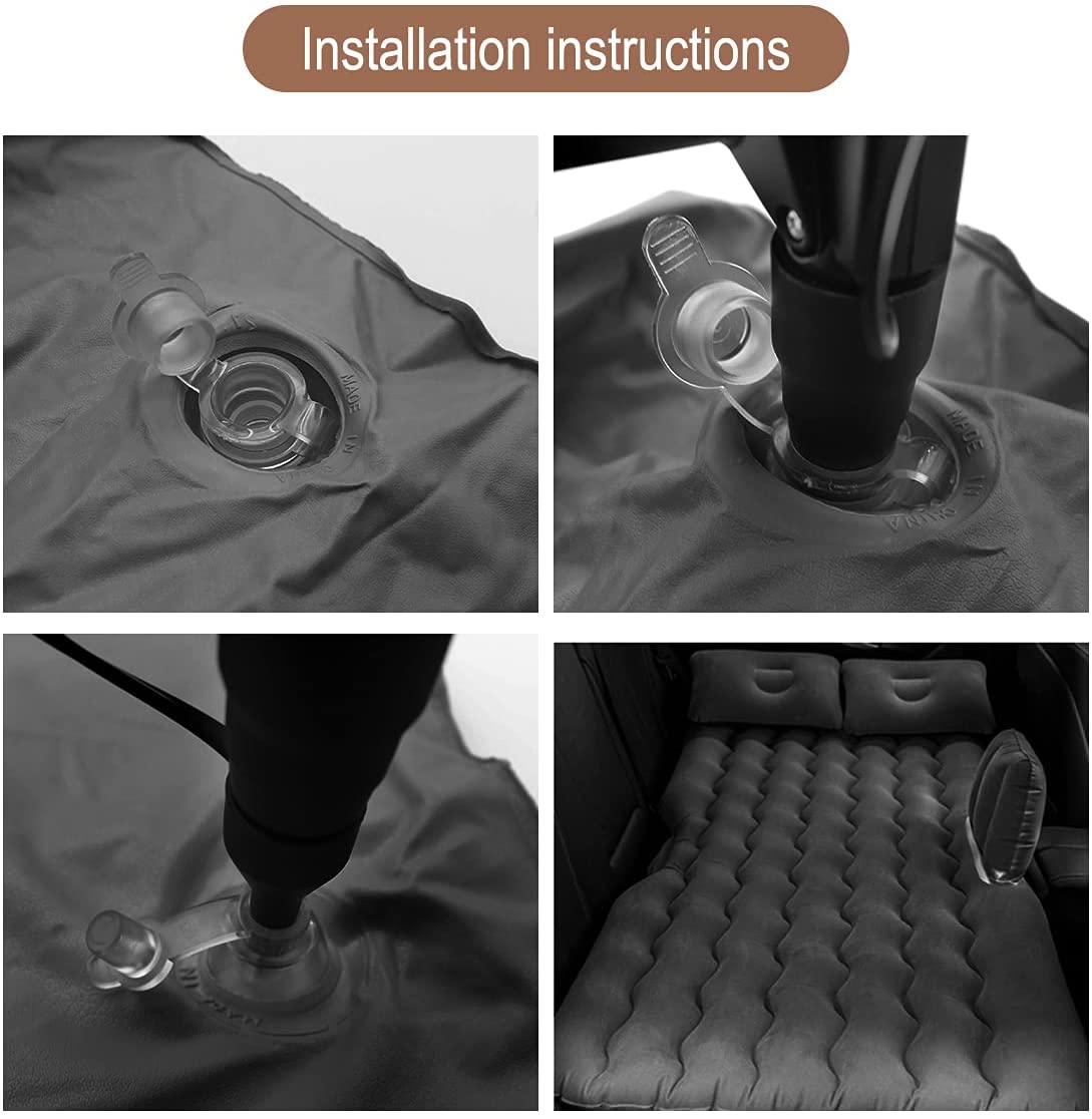 Portable Travel Inflatable Car SUV RV Truck Minivan Back Seat Air Mattress Bed with Pump Beige