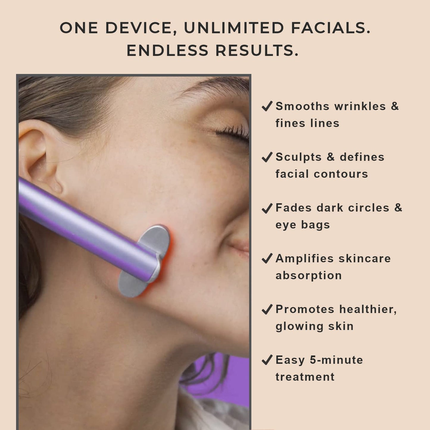 4-in-1 Facial Wand – Red Light Therapy, Microcurrent & Massage