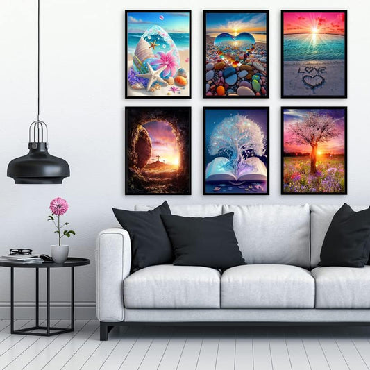DIY Artificial Diamond Art Painting 6 Paint Set - A