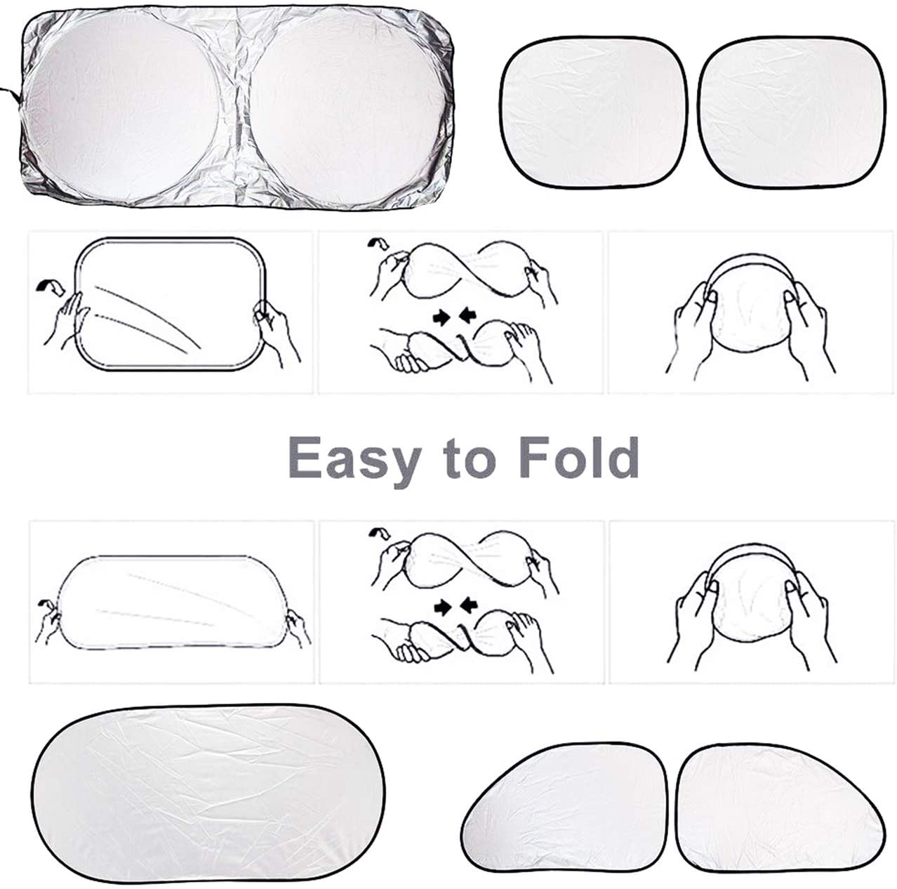 6Pcs Universal Full Car Sun Shade Window shade Heat Reflector
