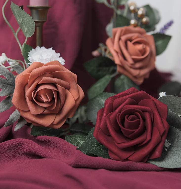 25pcs Artificial Flower Rose Decorated Rose Flower - Red