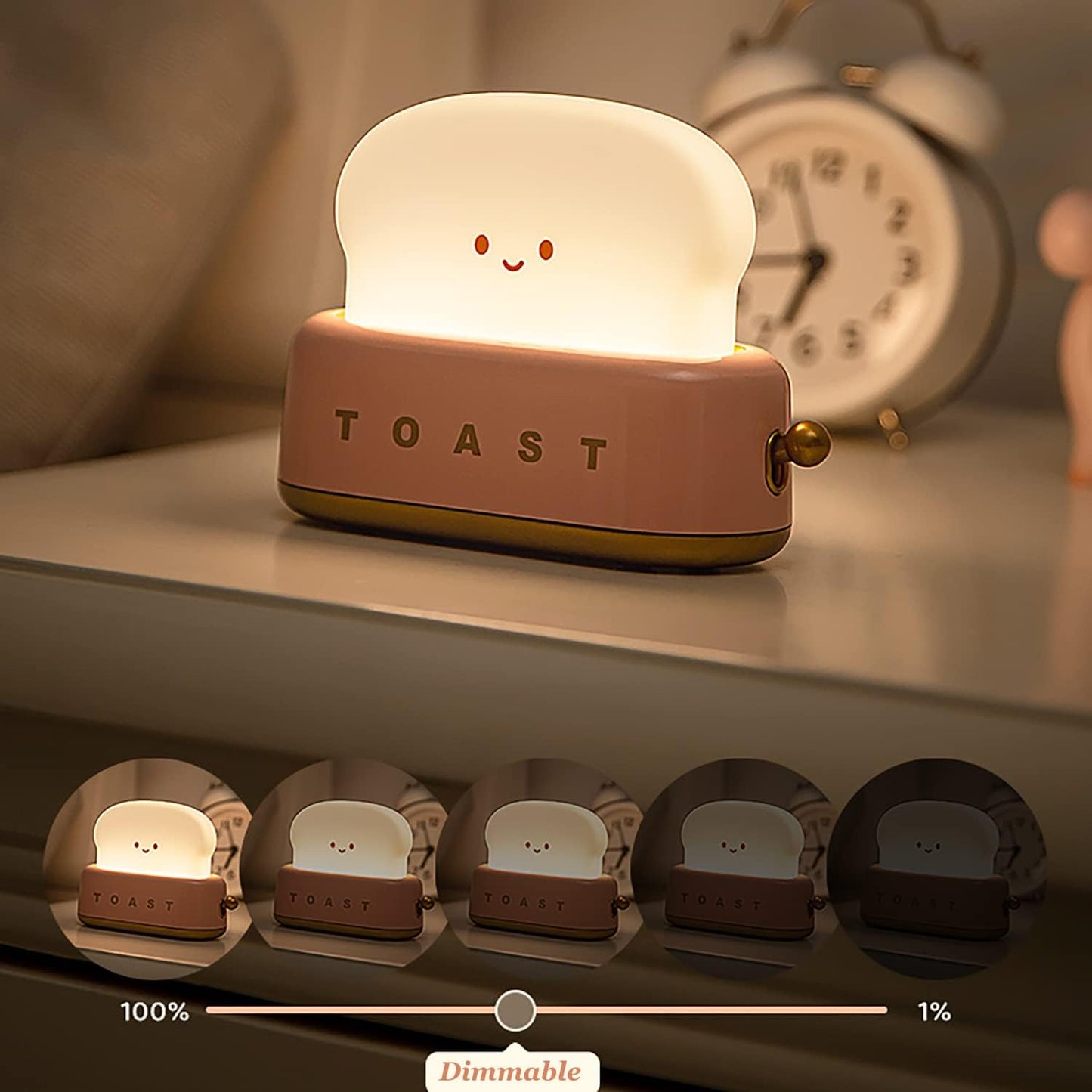 Night Light Toast Bread LED Night Lamp USB Charging Light Bedroom Bedside Sleep Light