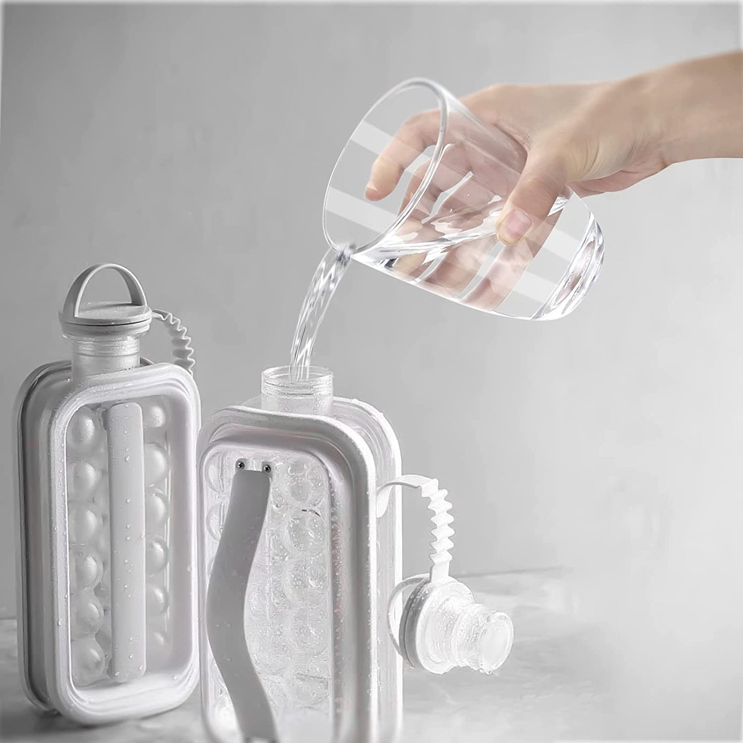 17 Pcs Portable Ice Maker Bottle Gray