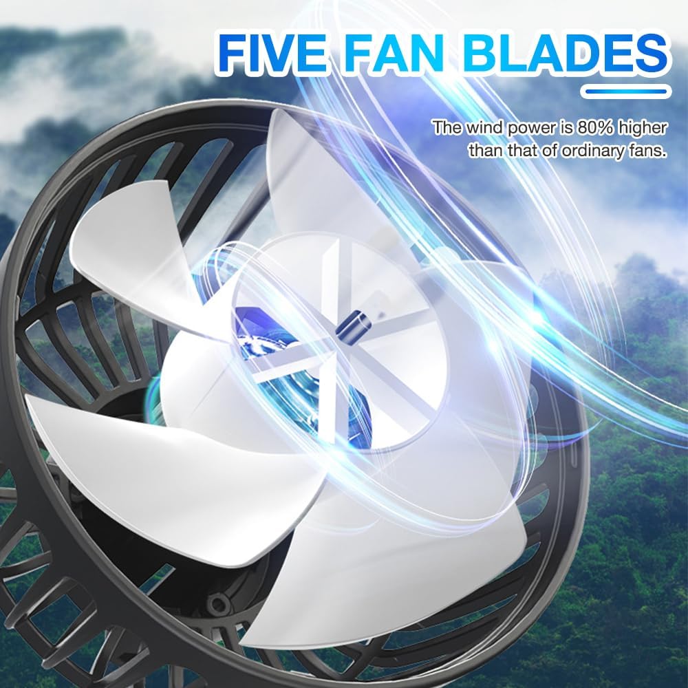 Dual-Head Car Fan Quiet Cooling with 3 Speeds 360 Rotation