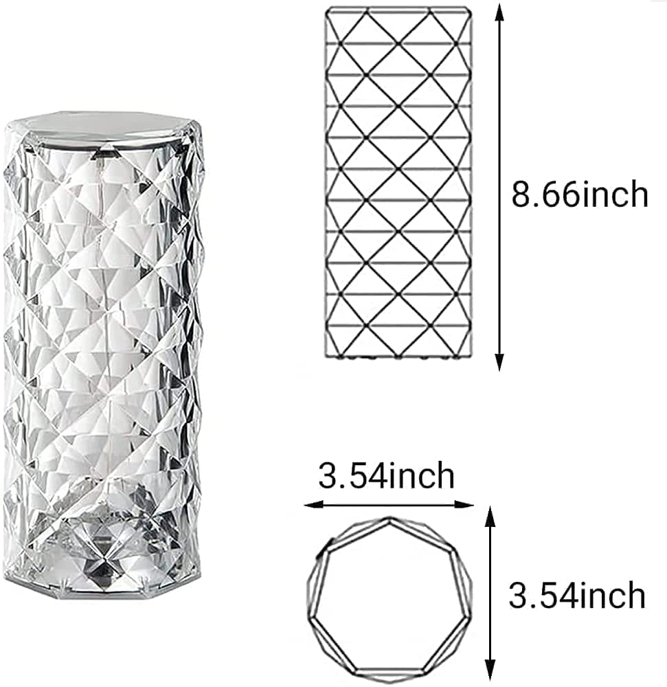 Crystal Lamp,16 Color Changing Rose Crystal Diamond Table Lamp,USB Rechargeable Touch Bedside Lamp Night Light with Remote Control