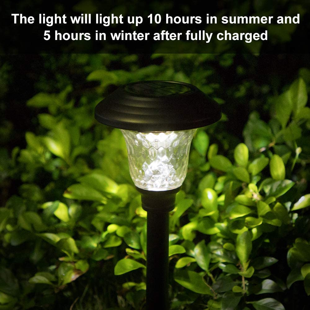 SOLAR PATH LIGHT GLASS STEEL Light BLACK 4 Pack