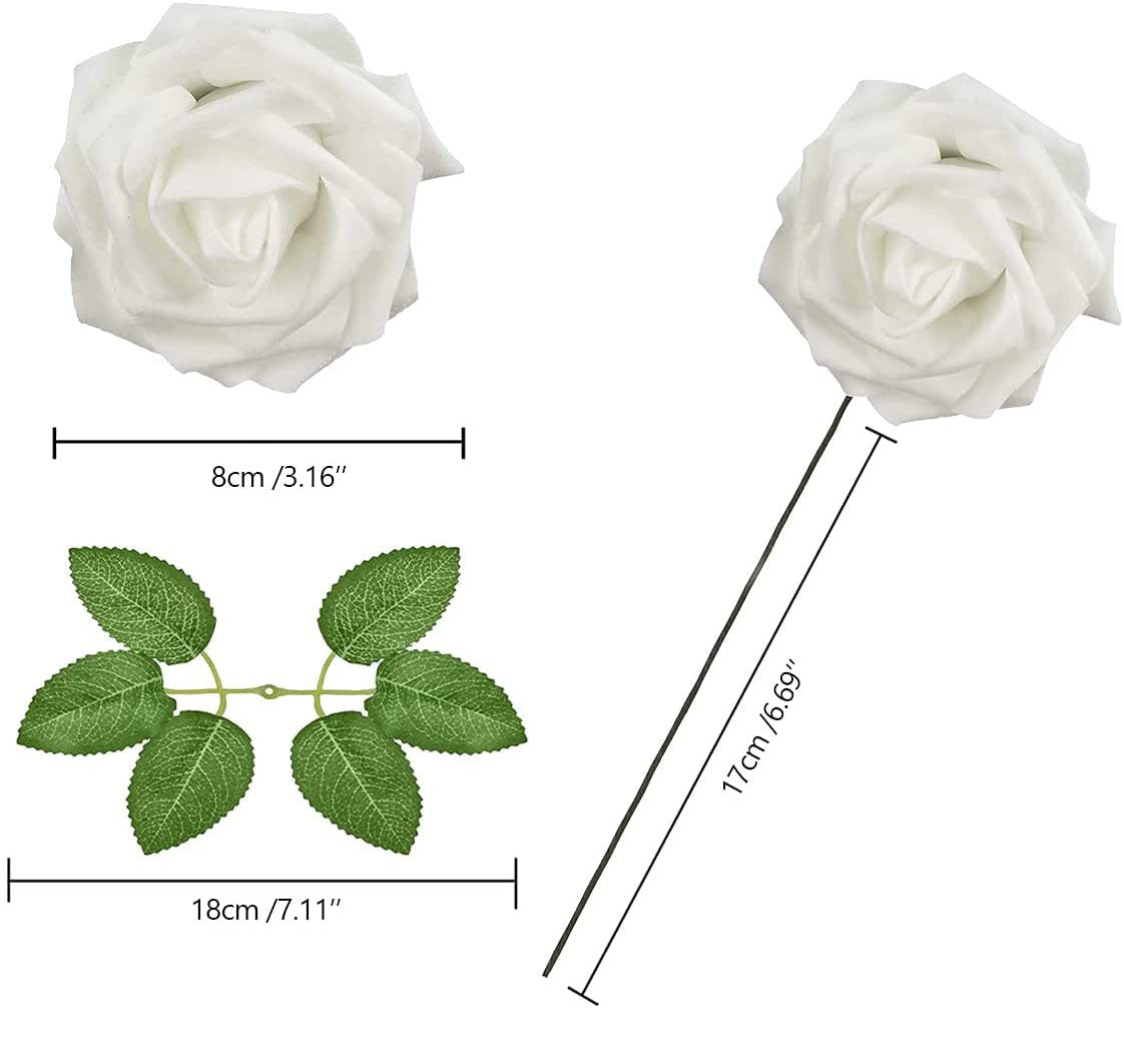 25pcs Artificial Flower Rose Decorated Rose Flower - White