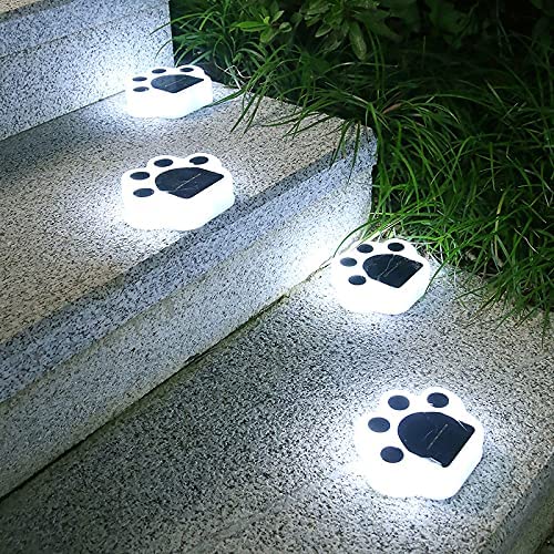 Paw Print Solar Lights 4 Pack,Solar Garden Light