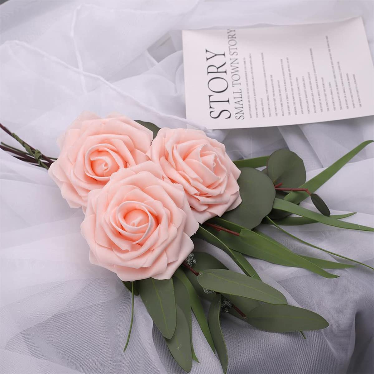 25pcs Artificial Flower Rose Decorated Rose Flower - Light Pink