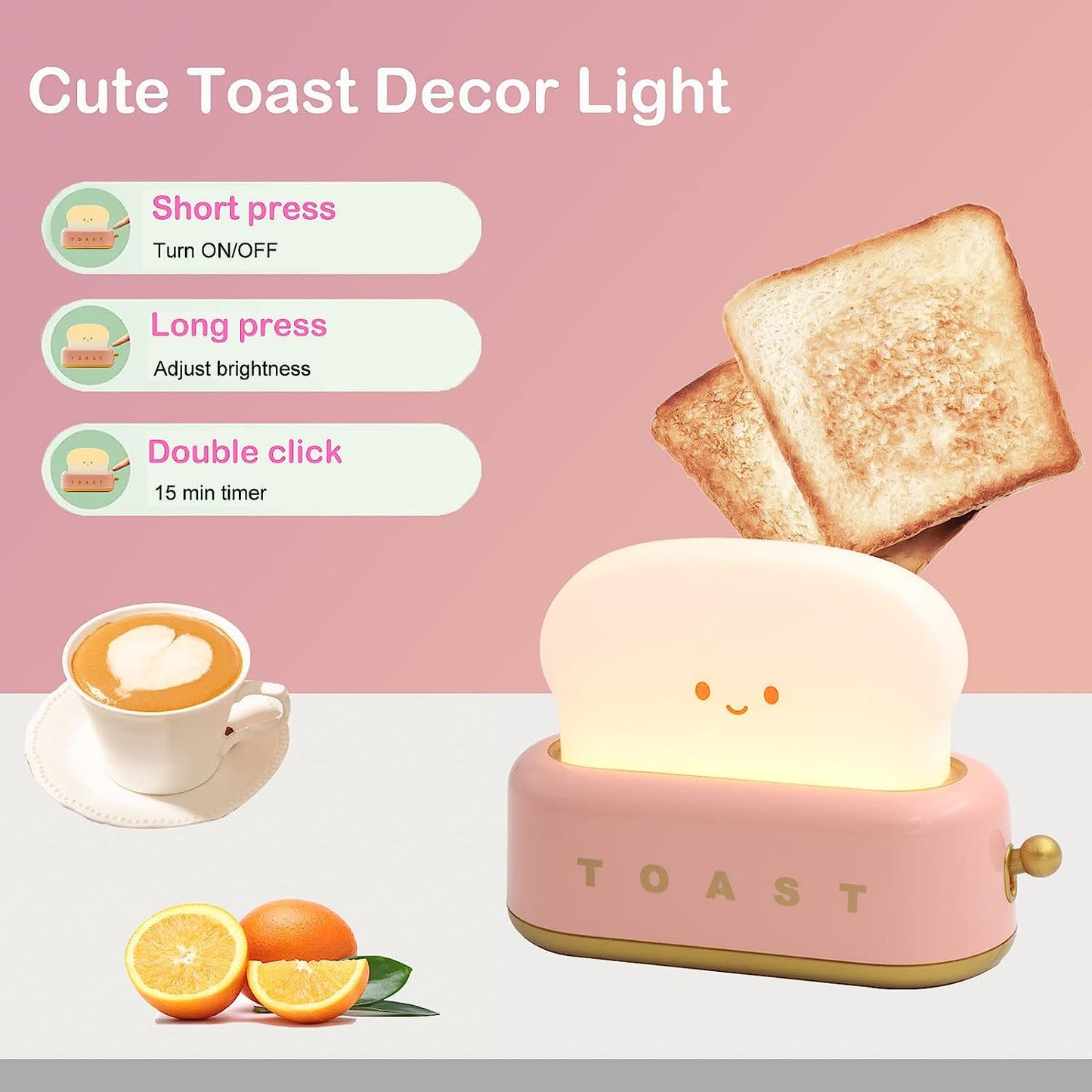 Night Light Toast Bread LED Night Lamp USB Charging Light Bedroom Bedside Sleep Light