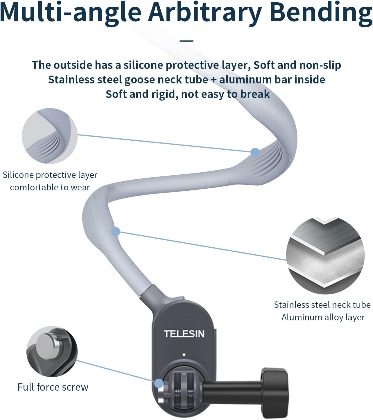 TELESIN Magnetic Neck Holder Mount for Go Pro Insta360 DJI Action Camera iPhone Android