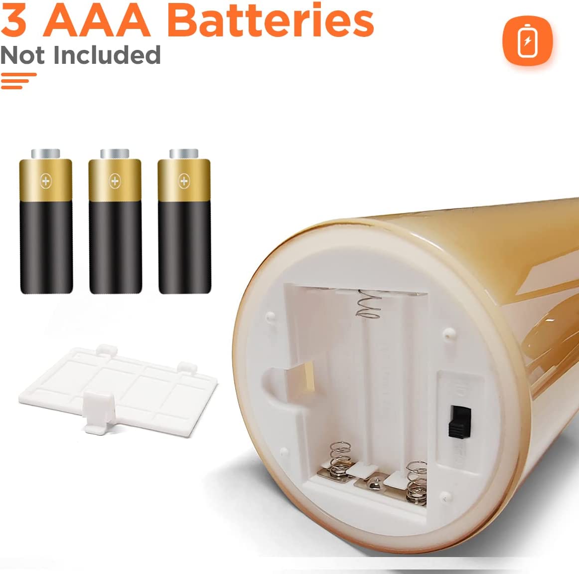 Flameless LED Tea Light Candles Battery Powered 3pcs Gold