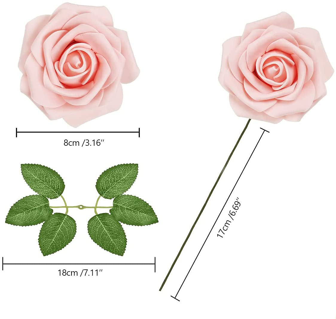 25pcs Artificial Flower Rose Decorated Rose Flower - Light Pink