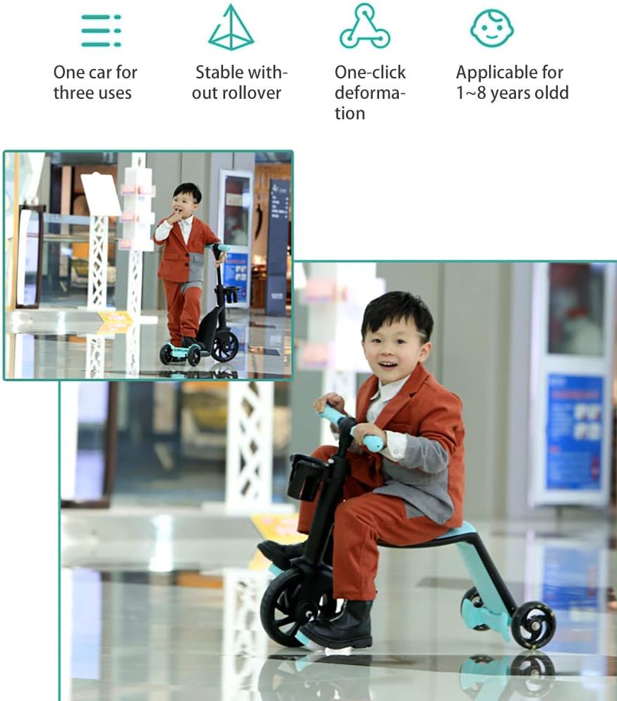 3 in 1 Kids Tricycle | Kick Scooter Tricycle Balance Bike | with Adjustable Height for 3 to 8 Year Kids