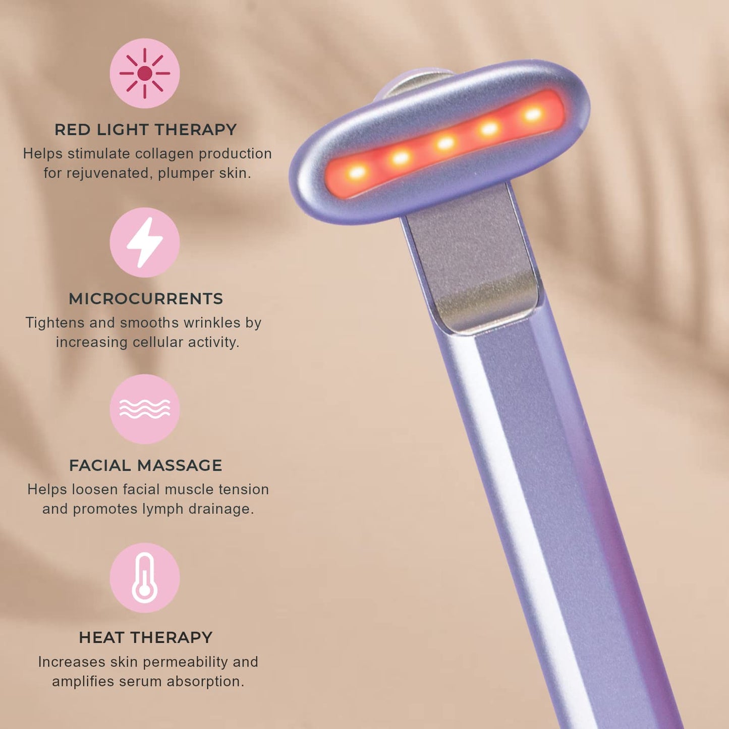 4-in-1 Facial Wand – Red Light Therapy, Microcurrent & Massage