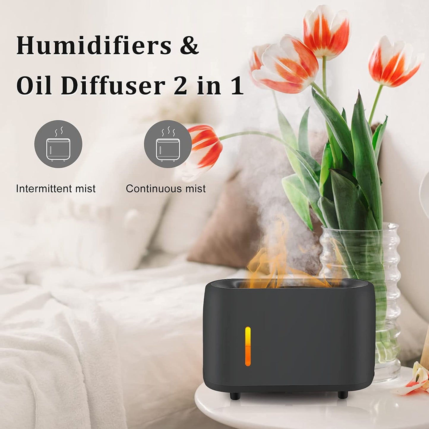 Air Humidifier Essential Oil Diffuser Portable Flame Diffuser