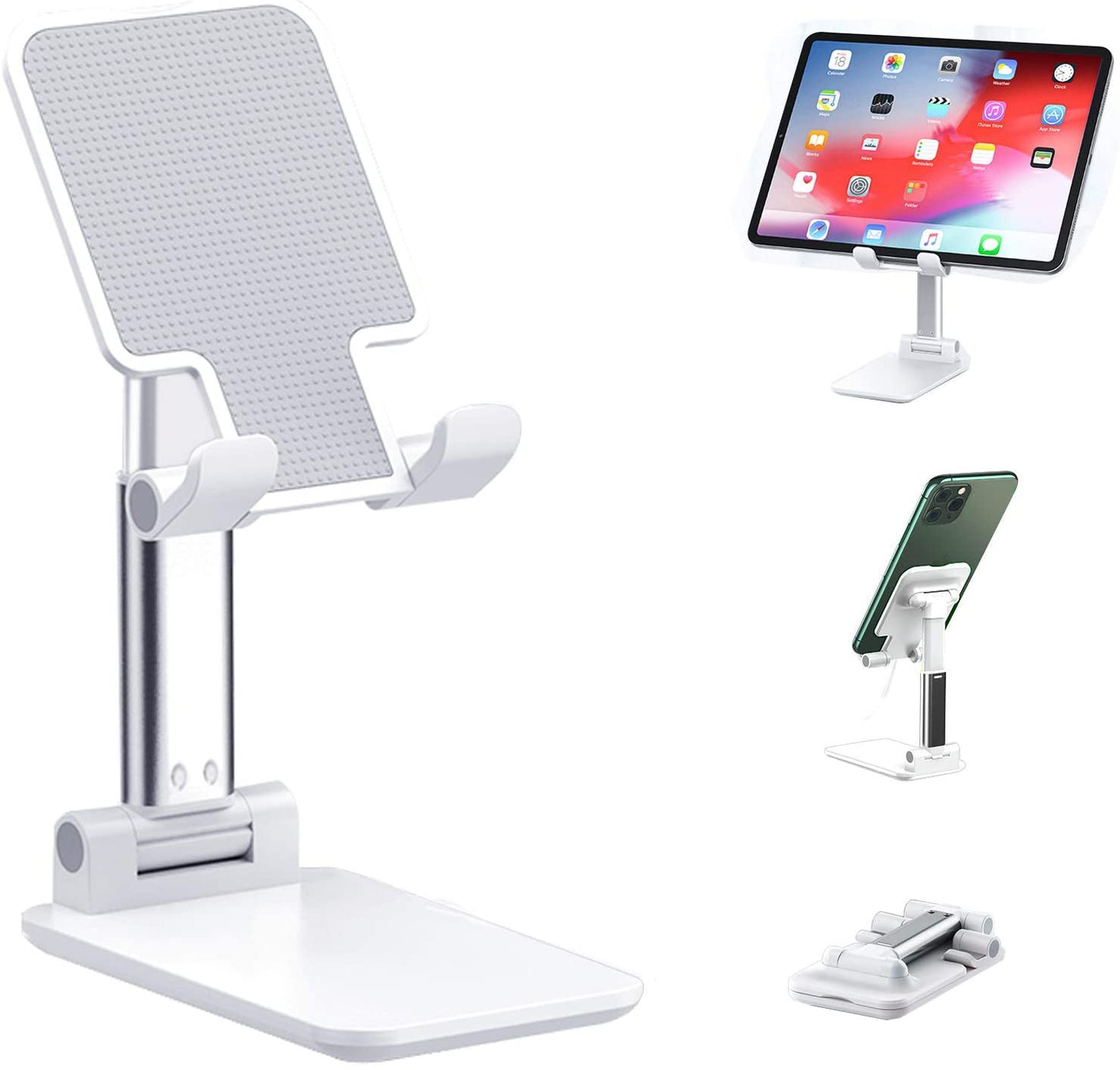 Foldable Angle Height Adjustable Desk Phone Tablet Holder White