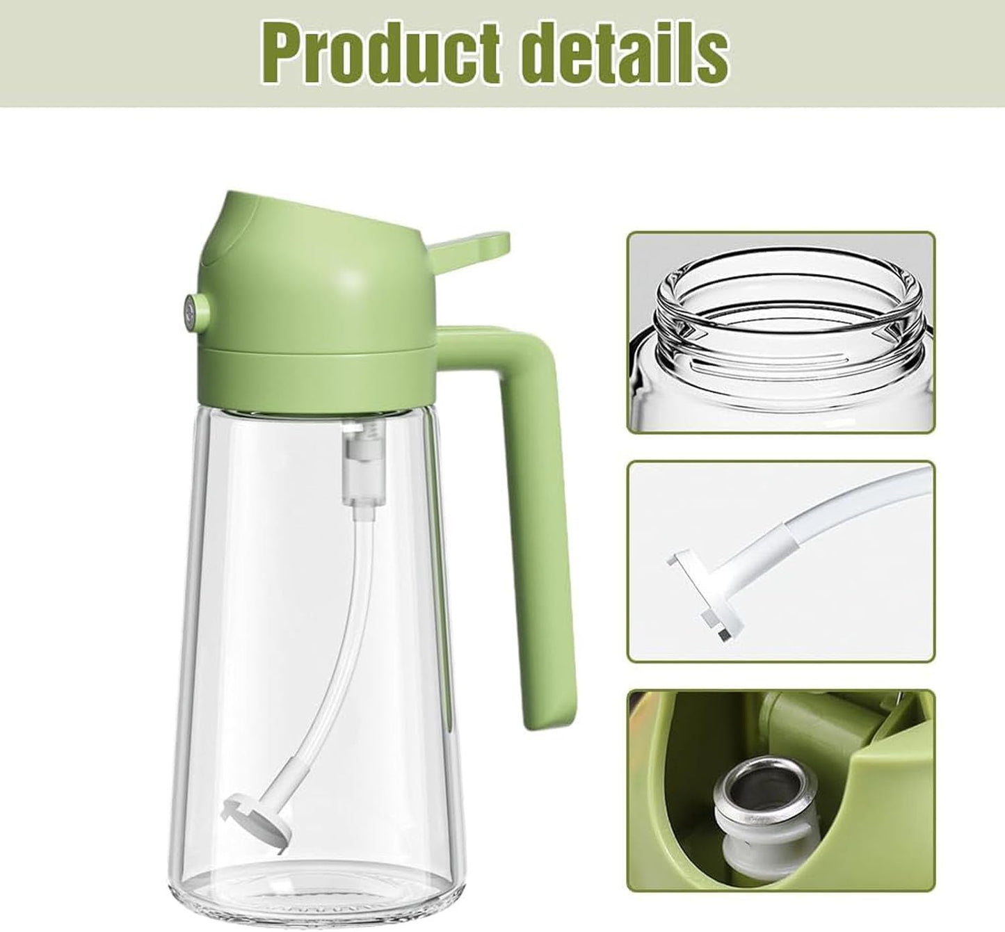 Dual-Function Oil Spray Bottle for Cooking 470ml Green