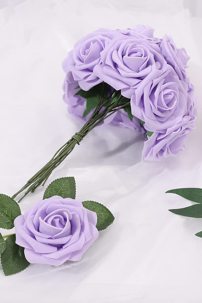25pcs Artificial Flower Rose Decorated Rose Flower - Purple