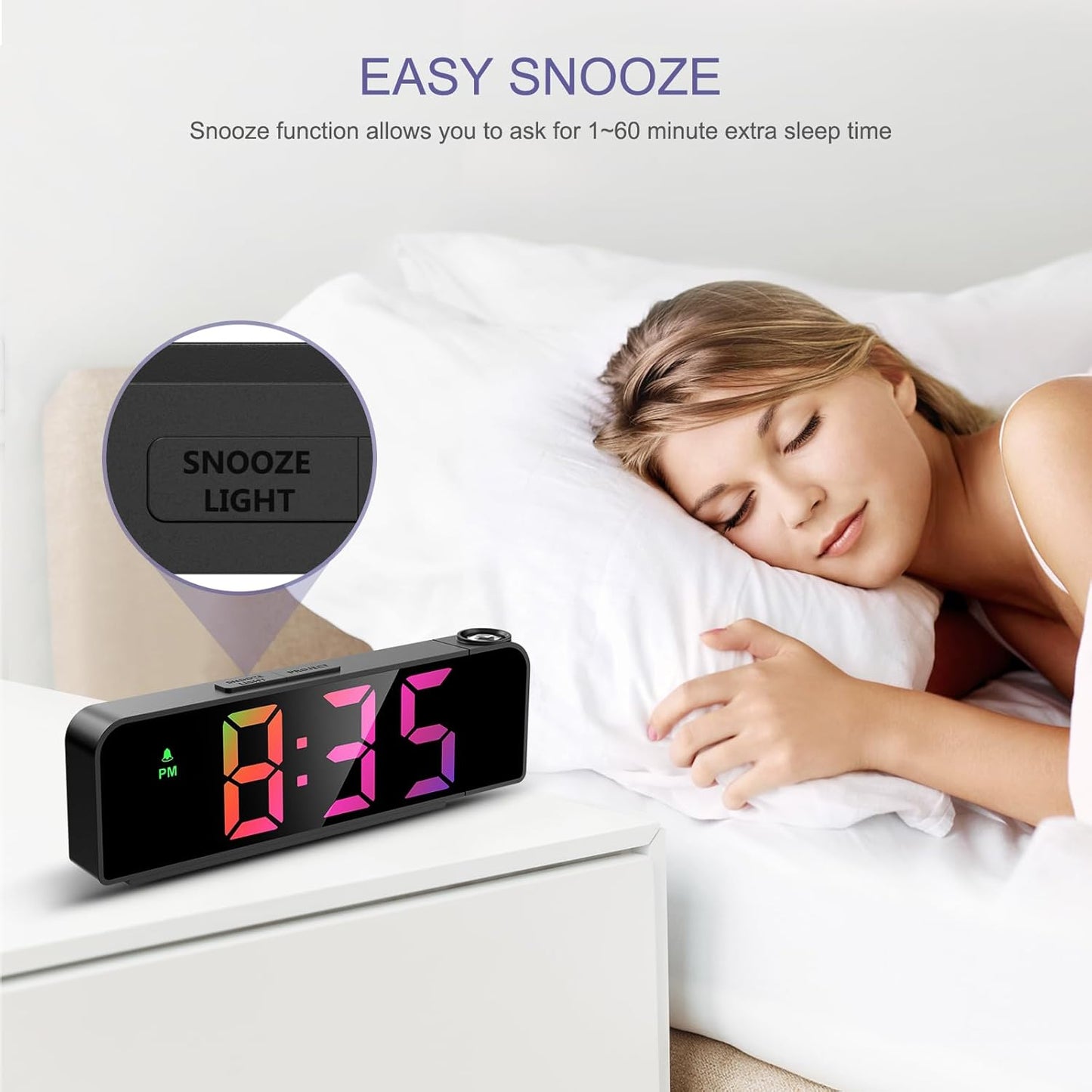 Projection Alarm Clock LED Display Table Clock