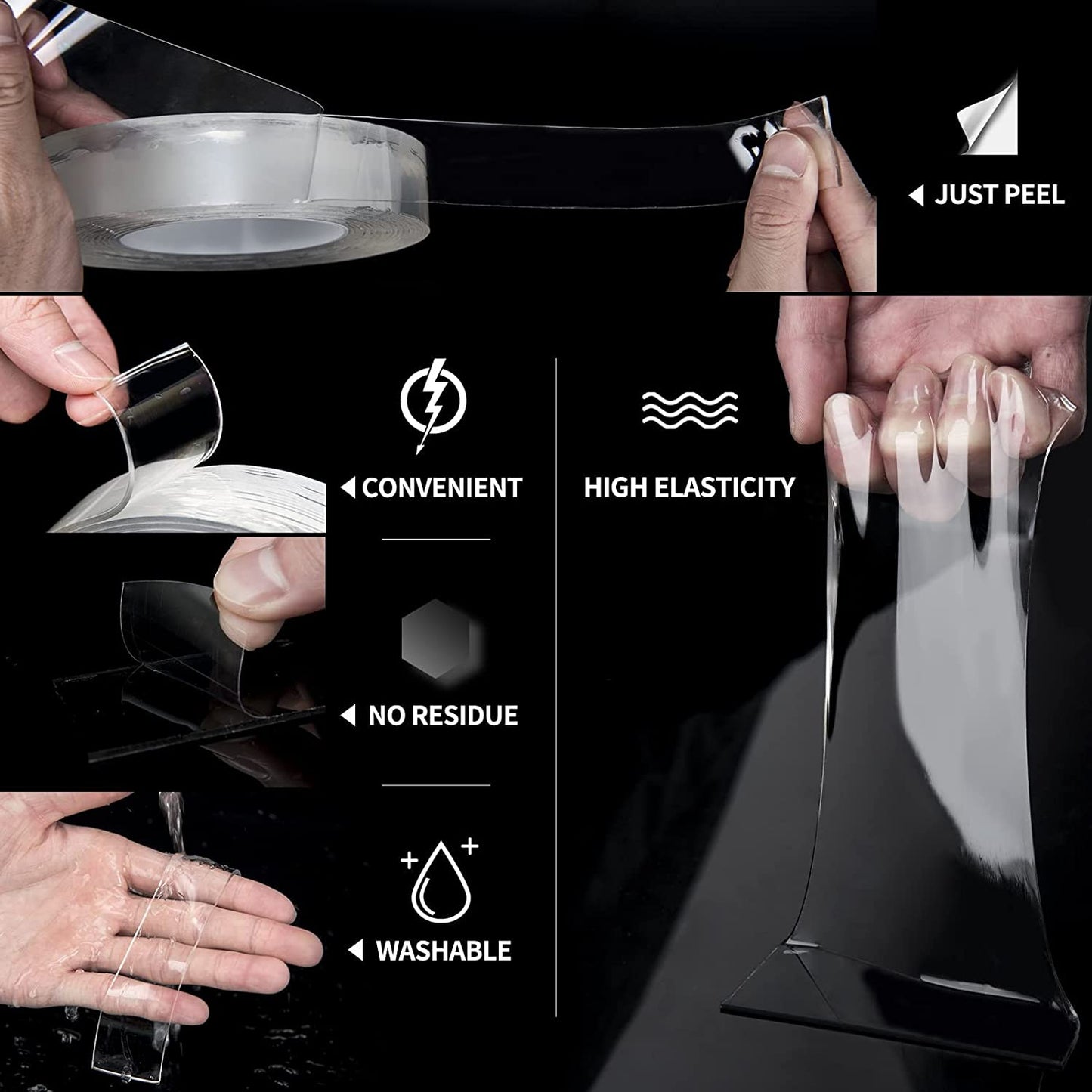 4 Pack Double Sided Nano Tape 300CM Multipurpose Transparent Foam Tape