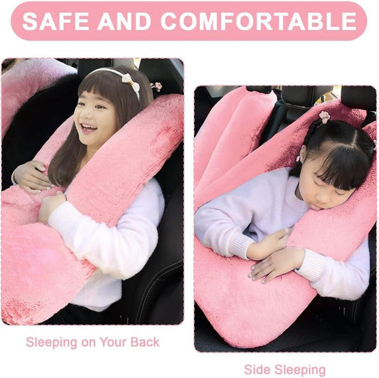 Kids Travel Pillow, Multifunctional U-shaped Car Cushion, Back Seat Supports Pink
