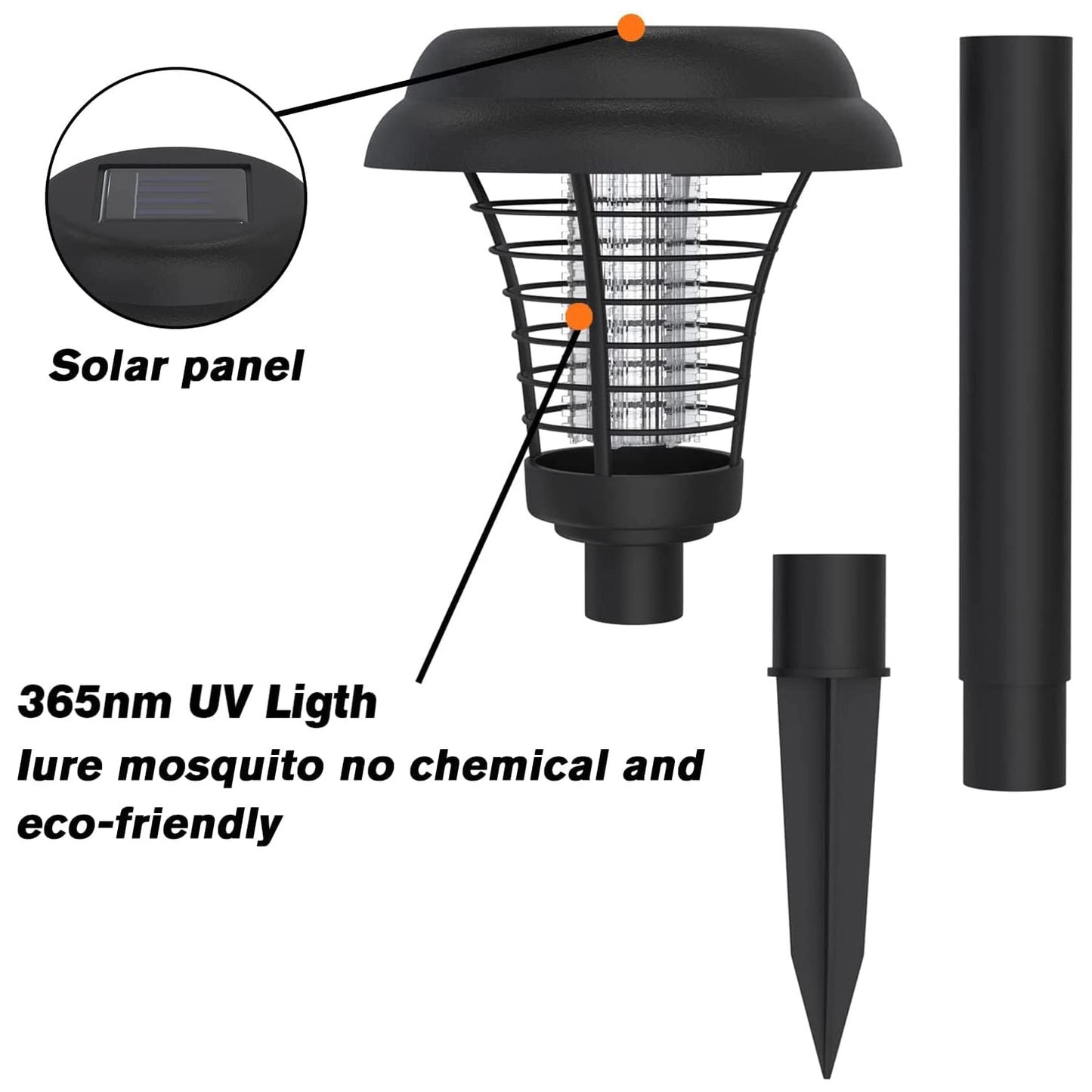 Solar Powered Garden Lawn LED Mosquito Killer Light - 2 pack