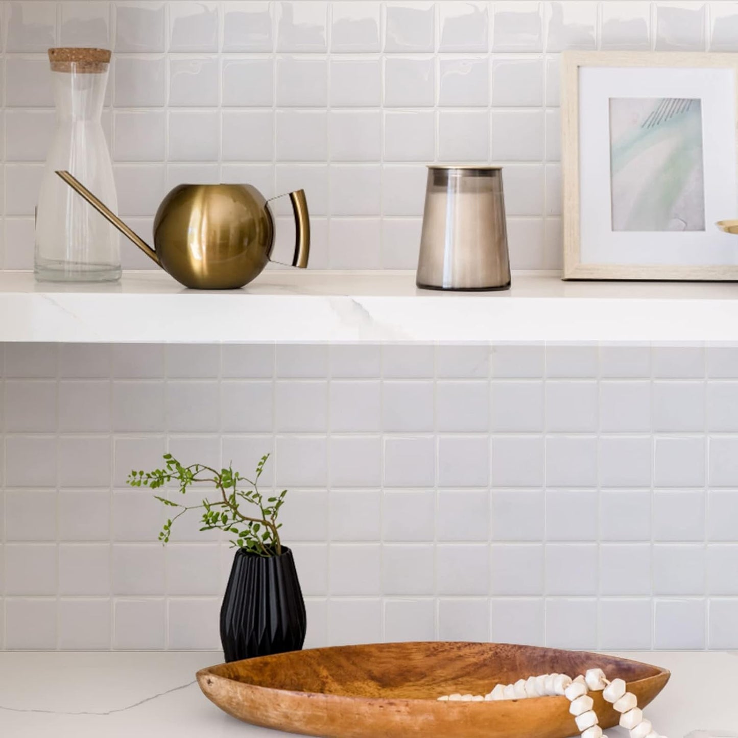 5 Pcs Self-Adhesive 3D Tiles - Mosaic White