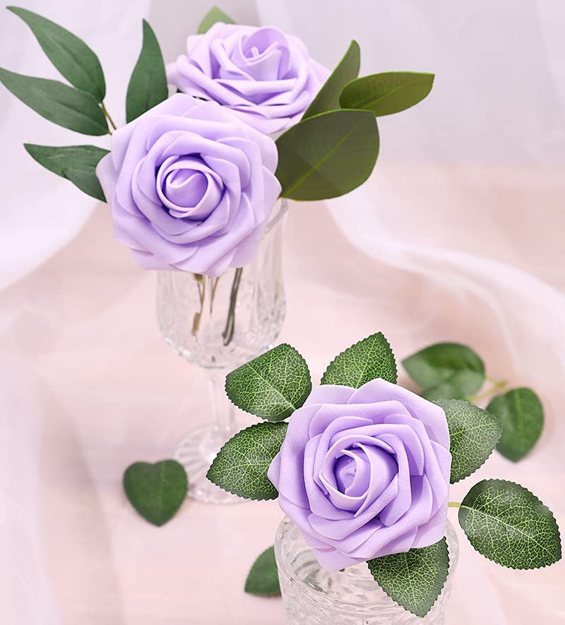 25pcs Artificial Flower Rose Decorated Rose Flower - Purple