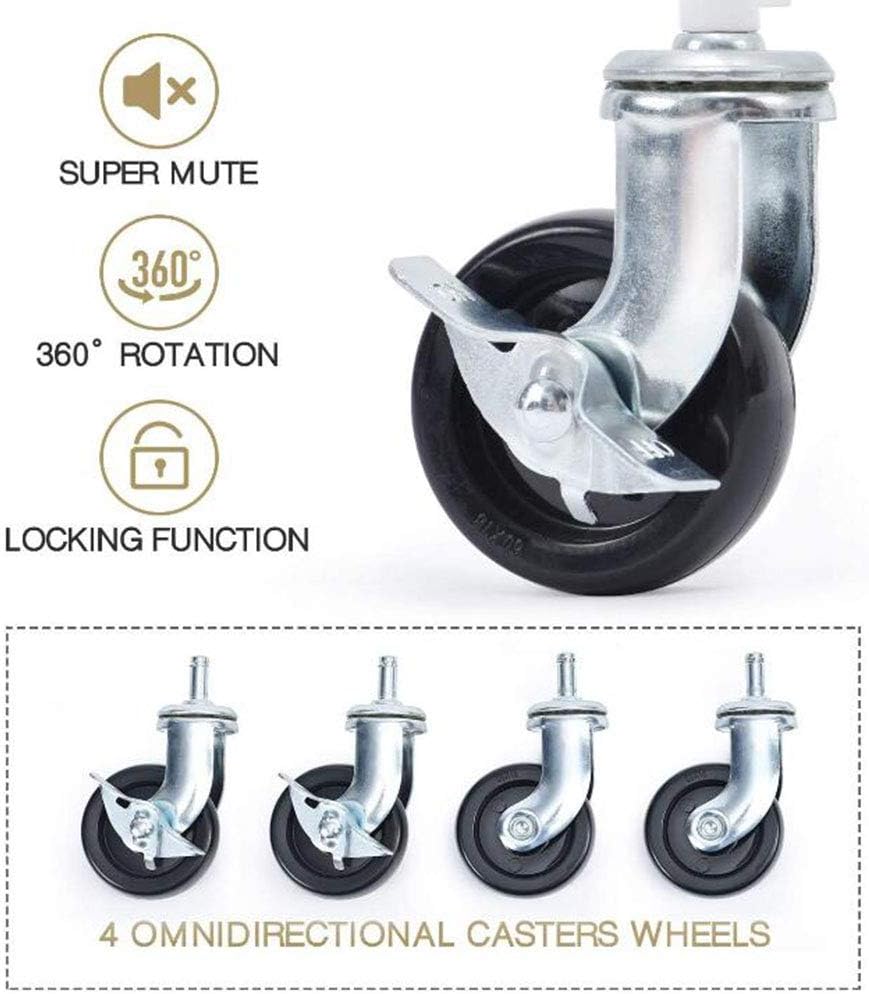 Kitchen Bathroom Storage Trolley Cart Foldable White