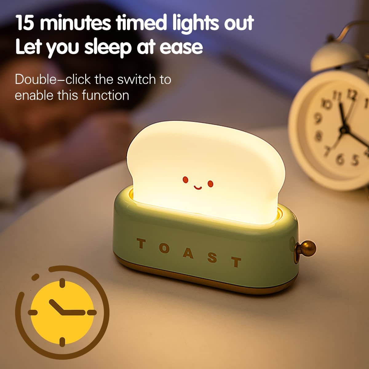 Night Light Toast Bread LED Night Lamp USB Charging Light Bedroom Bedside Sleep Light