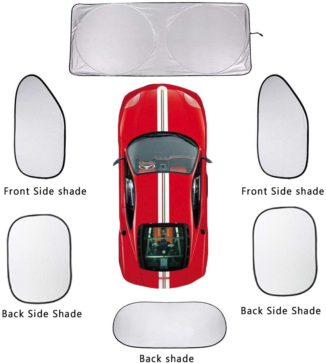 6Pcs Universal Full Car Sun Shade Window shade Heat Reflector