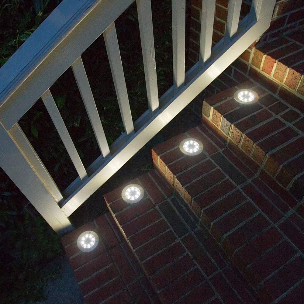 Solar Ground Lights - 8Led cool 4 Pack