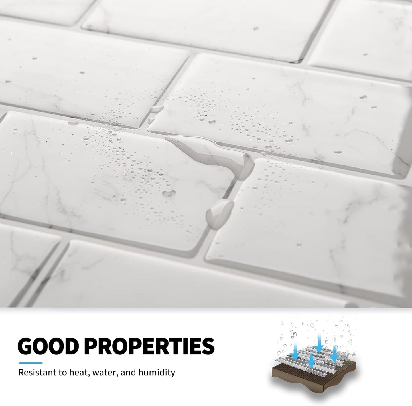 5 Pcs Self-Adhesive 3D Tiles - Marble