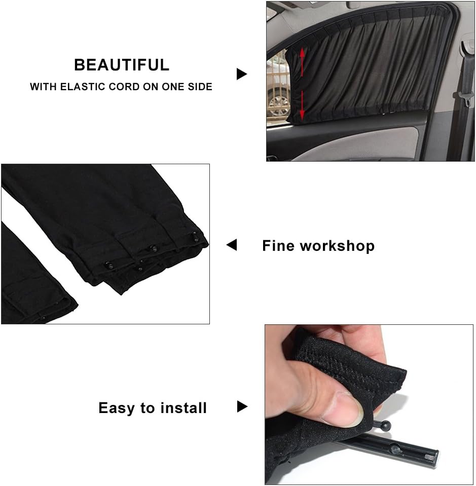 2PCS Black Car Sun Shade Side Window Curtain 70S Auto Foldable Protection Accessories Kit