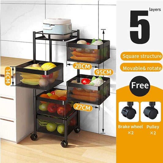 5 Tier Square Metal Kitchen Storage Shelf