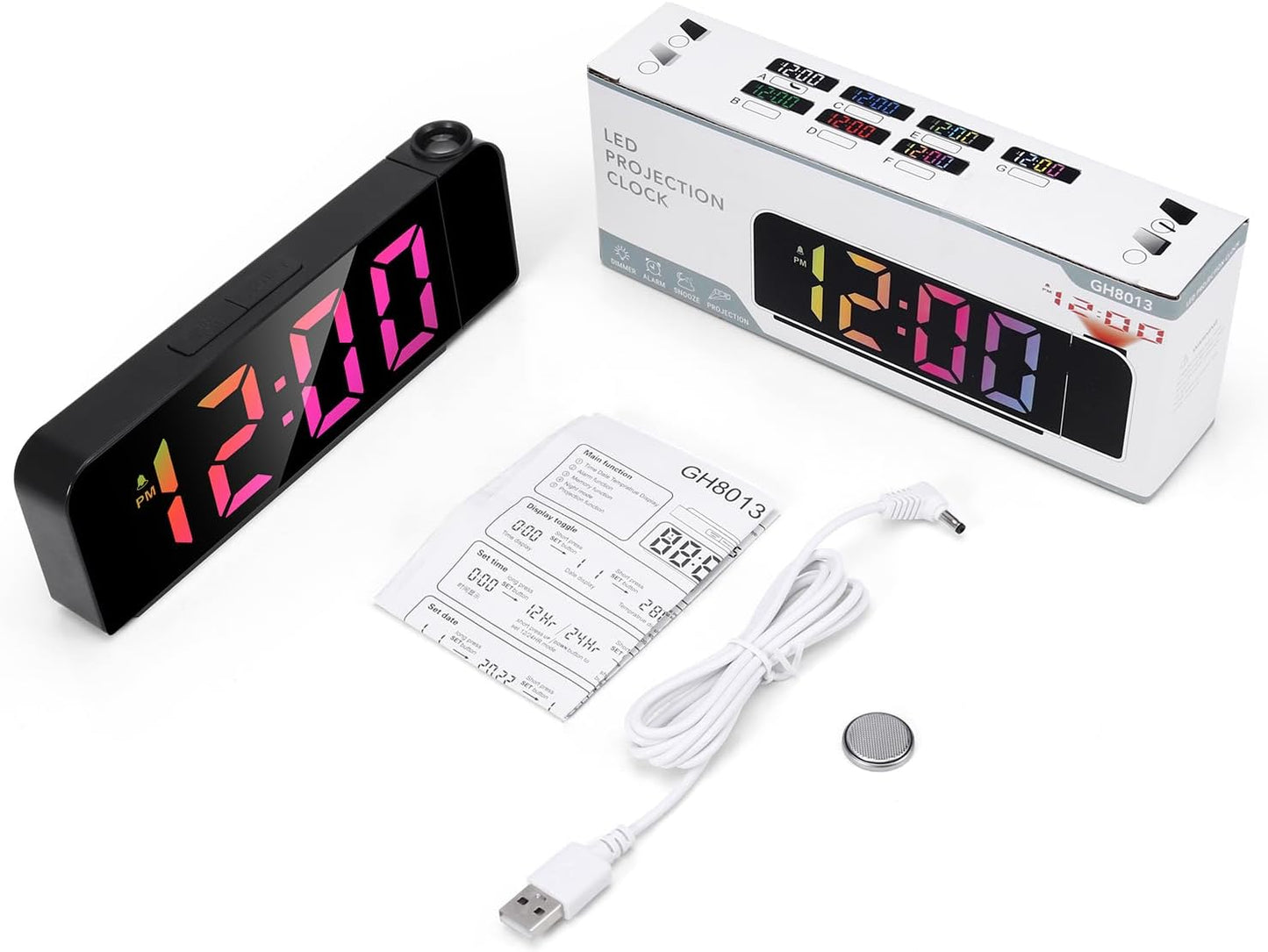 Projection Alarm Clock LED Display Table Clock