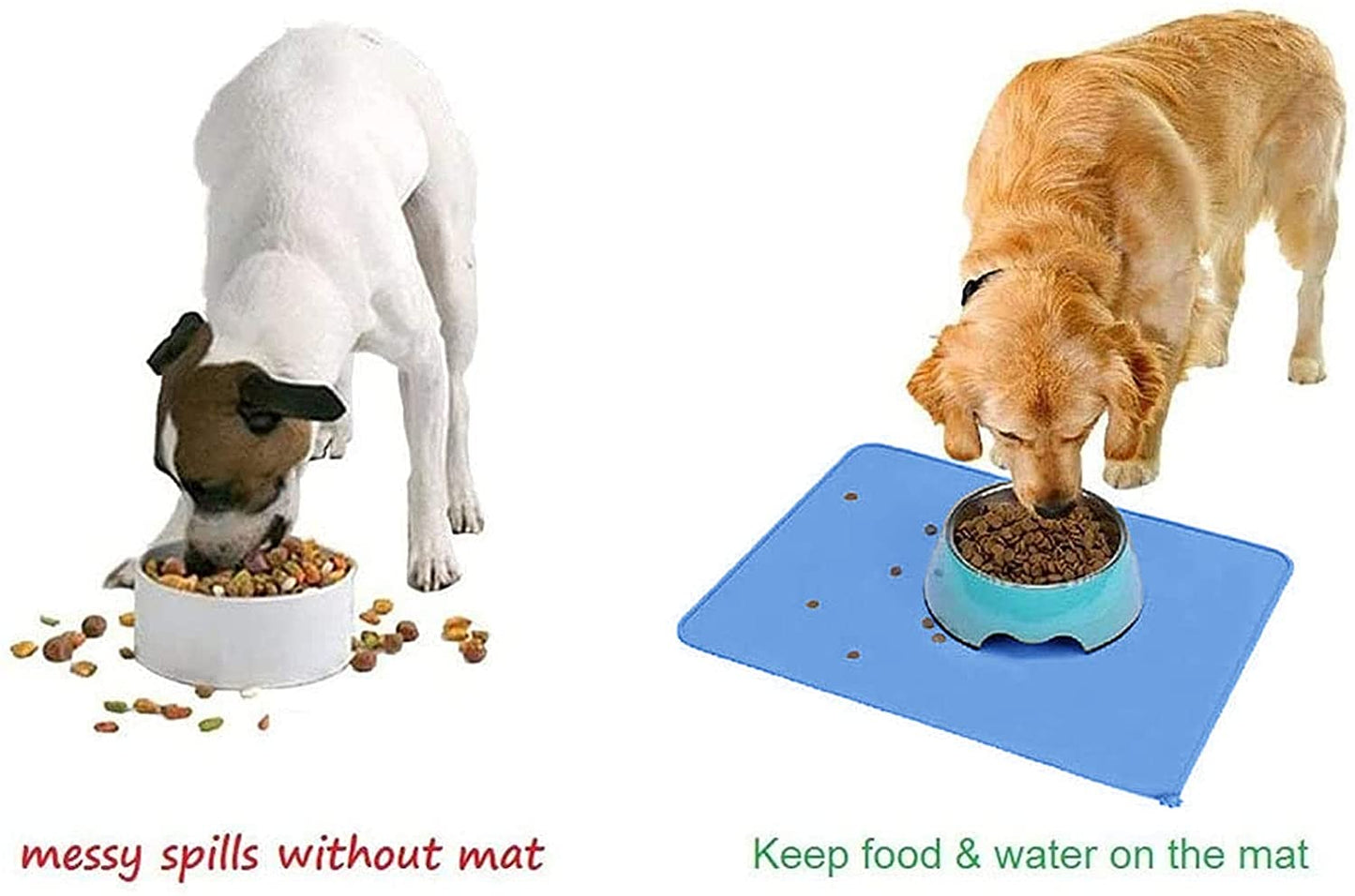 Silicone Non-Stick Dog Cat Bowl Mat Blue